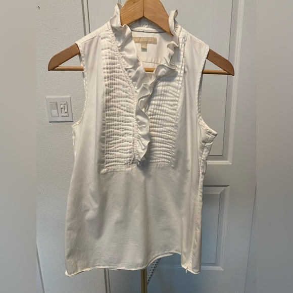 Banana Republic Tops - Banana Republic Women’s Sleeveless Ruffle/Button Front White Blouse